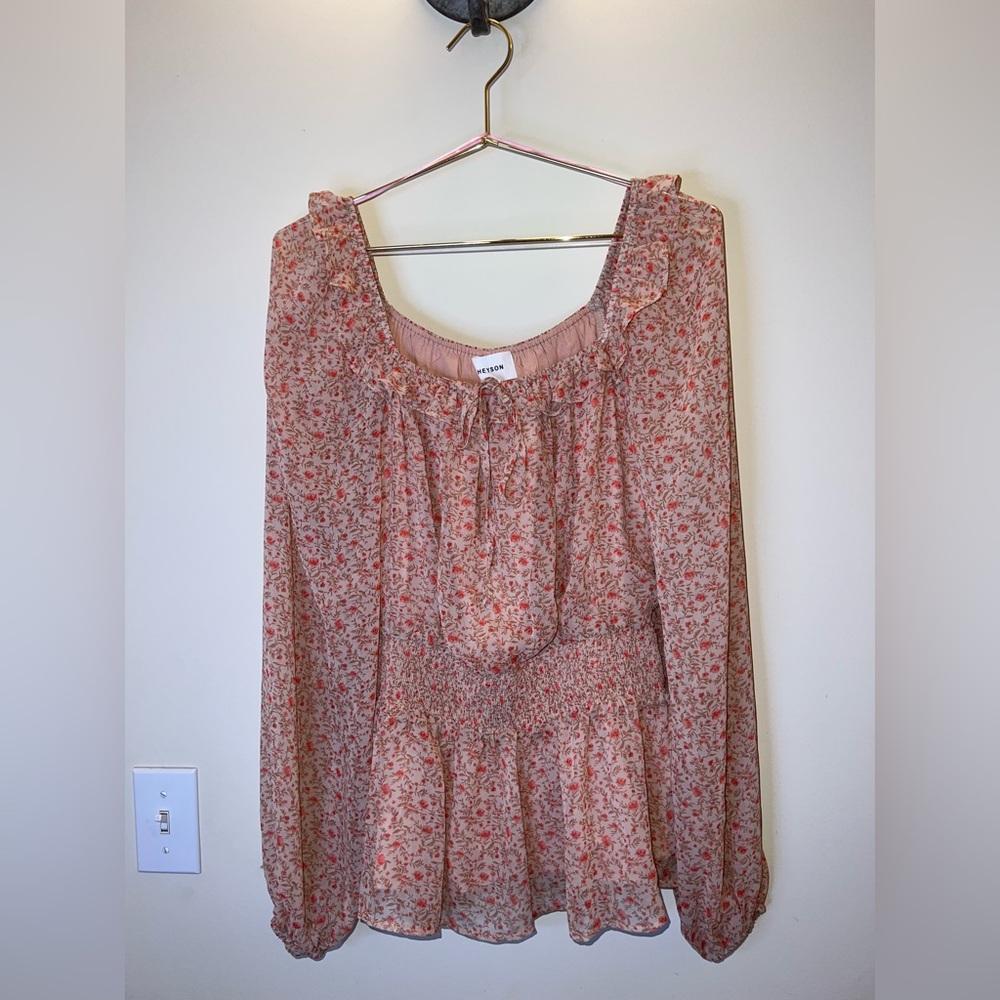 Heyson Floral Smocked Waist Boho Peasant Blouse | Size Small | NWOT